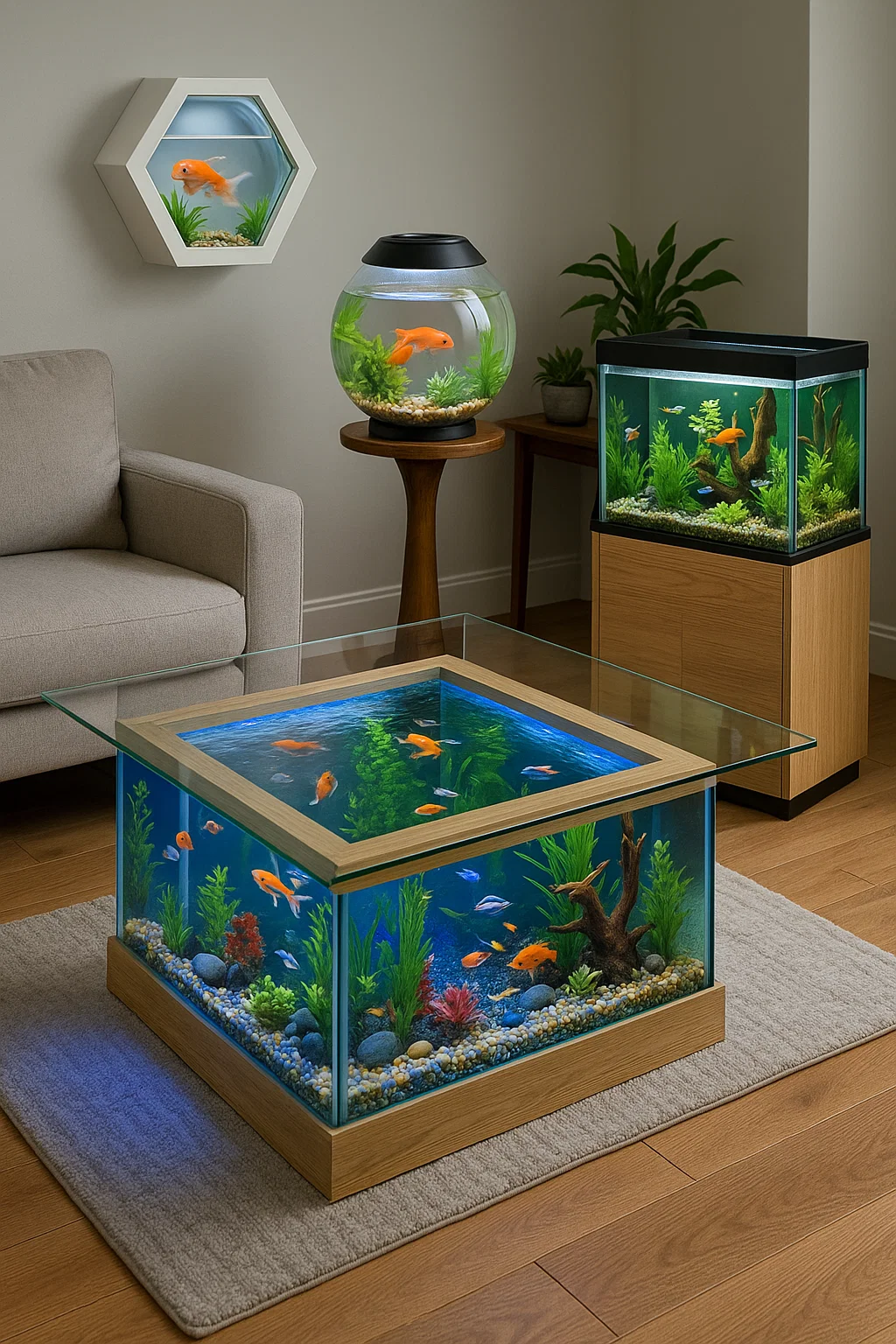 حوض سمك منزلي صغير