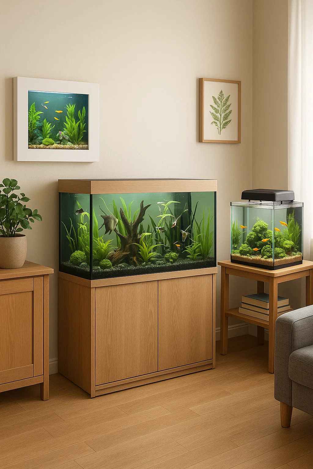 حوض سمك منزلي صغير